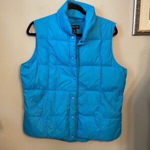 Lands End Snap Closure Blue Down Puffer Vest Sz M